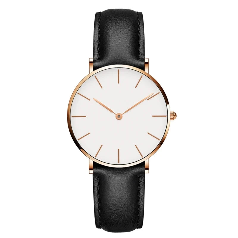 Lune London | Round Timeless Minimalist Watch with Leather Strap for Women