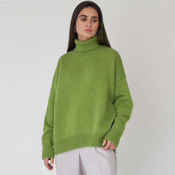 Lune London | Sweater - Oversized Fit - Wool Blend Knit - Ribbed Roll Neck - Long Sleeves