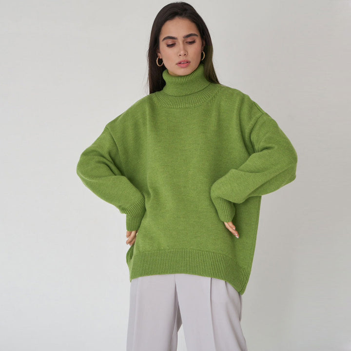 Lune London | Sweater - Oversized Fit - Wool Blend Knit - Ribbed Roll Neck - Long Sleeves