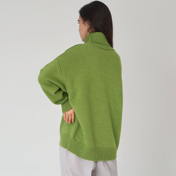 Lune London | Sweater - Oversized Fit - Wool Blend Knit - Ribbed Roll Neck - Long Sleeves