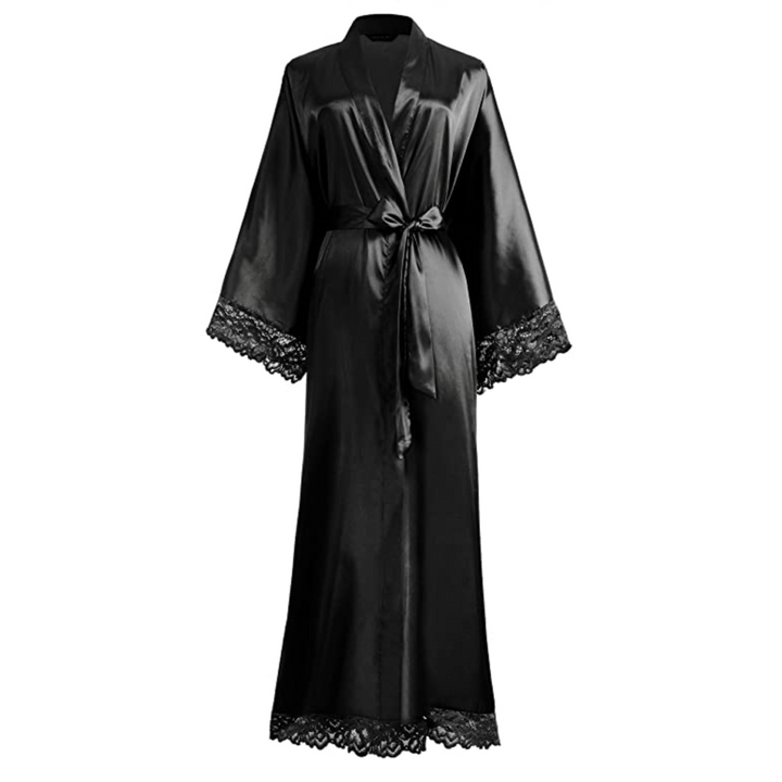 Lune London | Long Satin Bathrobe with Lace Details