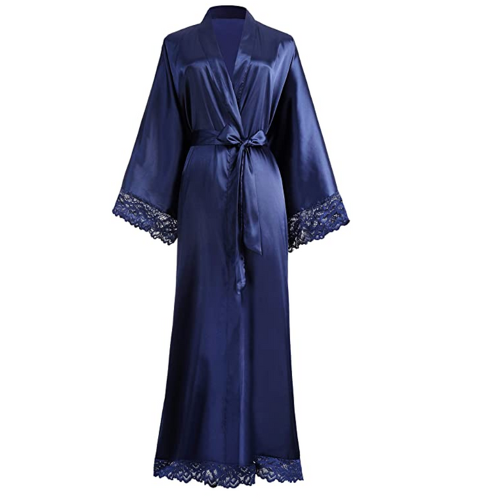 Lune London | Long Satin Bathrobe with Lace Details