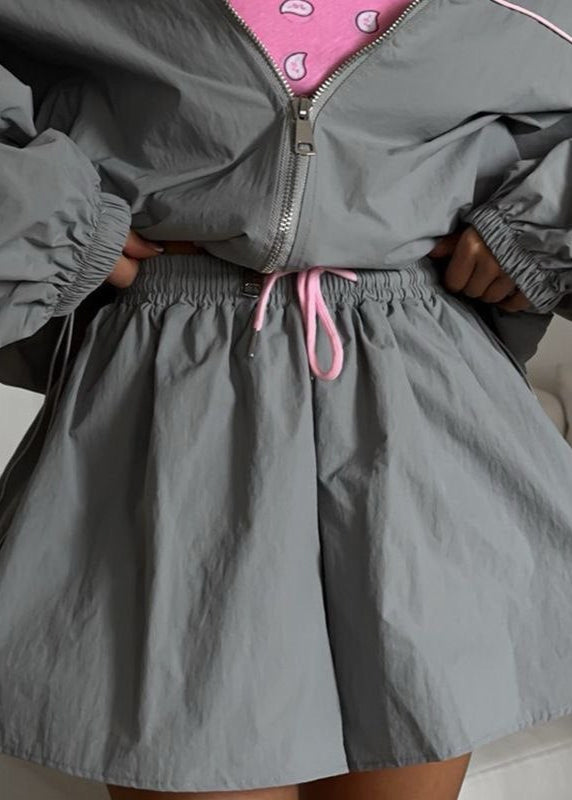 Lune London | Windbreaker Set – Oversized Zip Jacket & High-Waisted Shorts