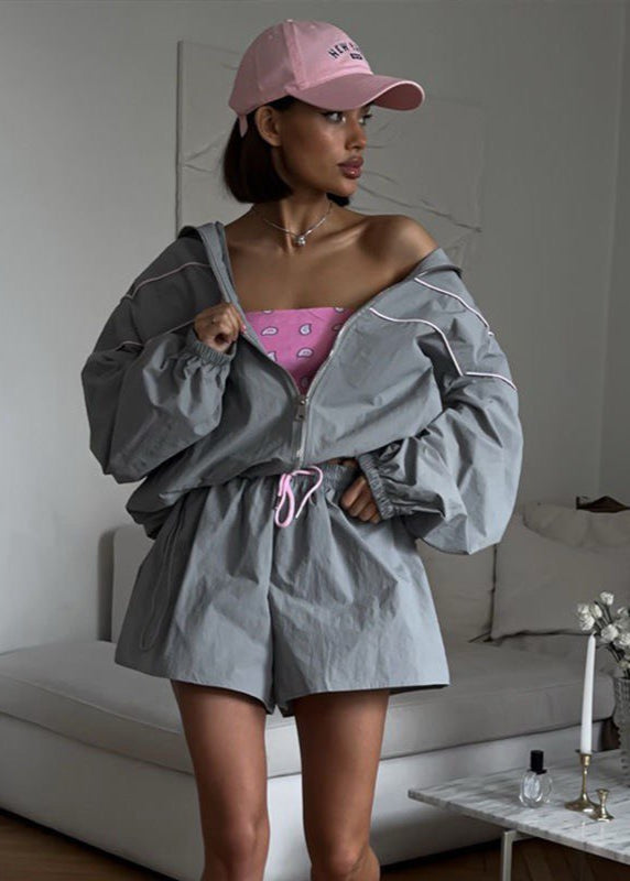 Lune London | Windbreaker Set – Oversized Zip Jacket & High-Waisted Shorts