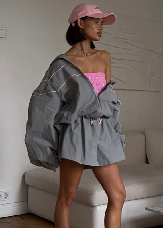 Lune London | Windbreaker Set – Oversized Zip Jacket & High-Waisted Shorts