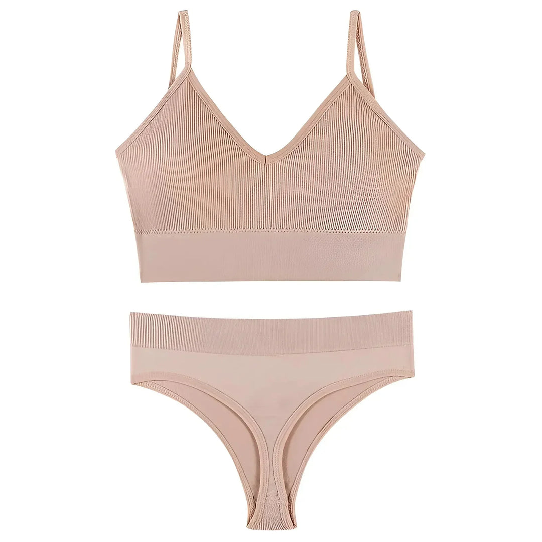 Lune London | Women's Seamless Lingerie Set with V-Neck Top and High Waist Slip