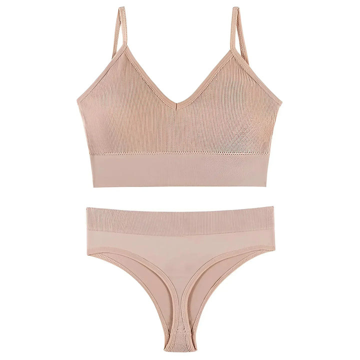 Lune London | Women's Seamless Lingerie Set with V-Neck Top and High Waist Slip