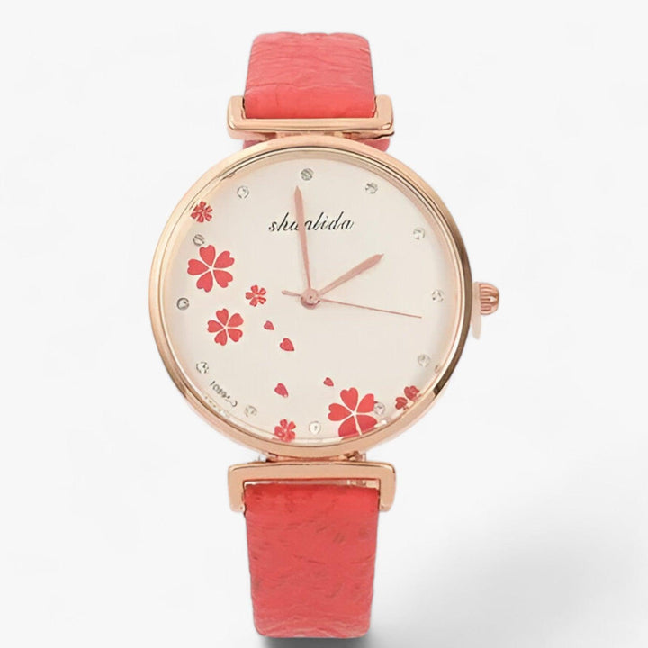 Lune London | Leather Bracelet Round Vintage Flower Watch for Women