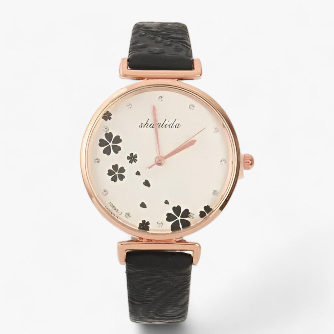 Lune London | Leather Bracelet Round Vintage Flower Watch for Women