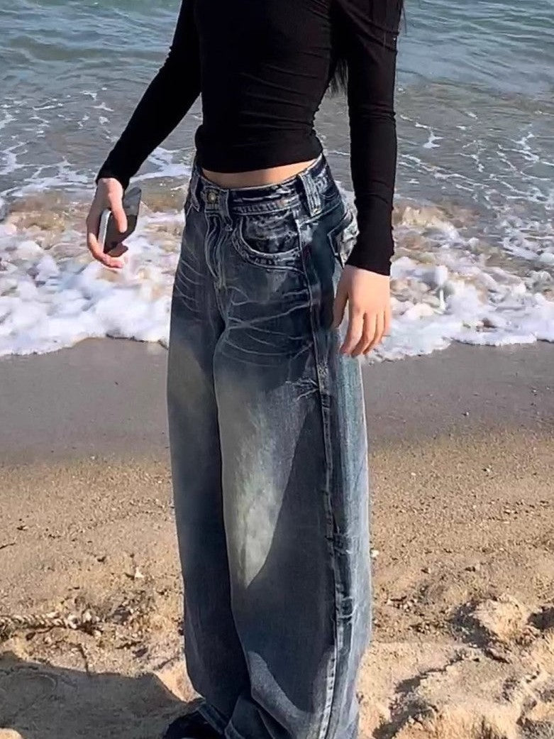 Lune London | Hop Washed Distressed High Waist Baggy Jeans