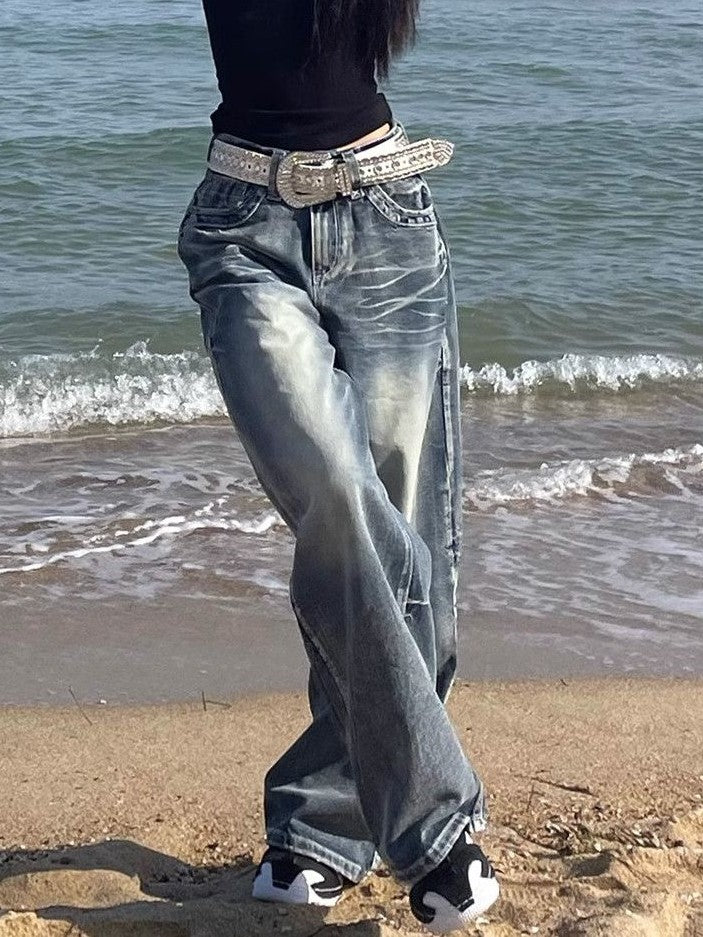 Lune London | Hop Washed Distressed High Waist Baggy Jeans
