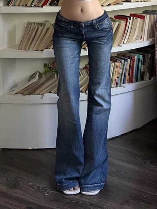 Lune London | Blue Washed Low Waist Flare Jeans
