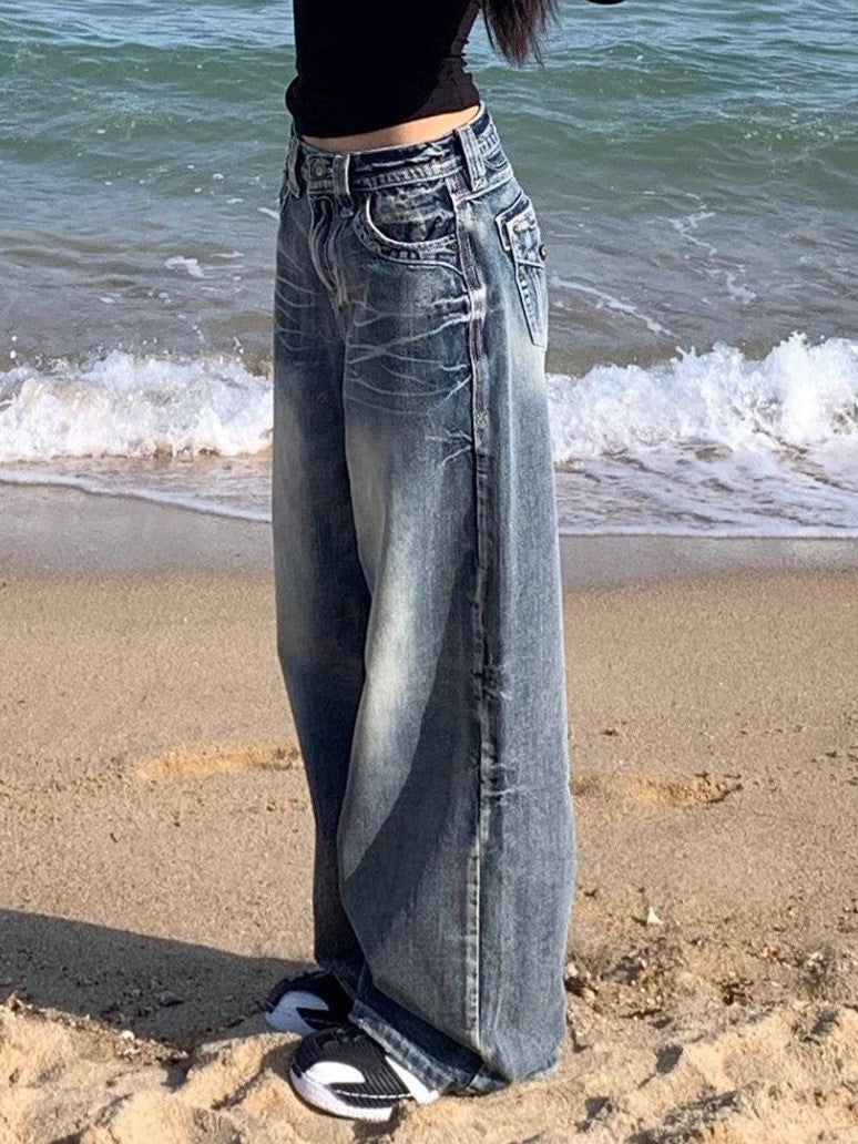 Lune London | Hop Washed Distressed High Waist Baggy Jeans