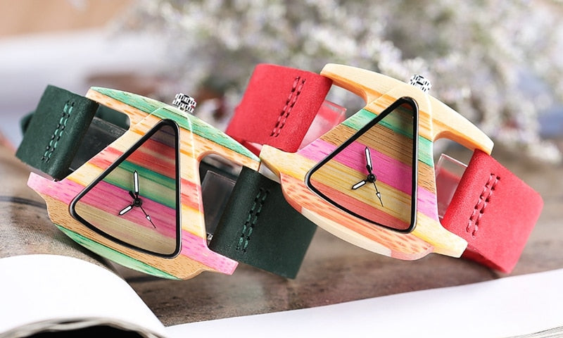Lune London | Colored Triangle Bamboo Wood Watch