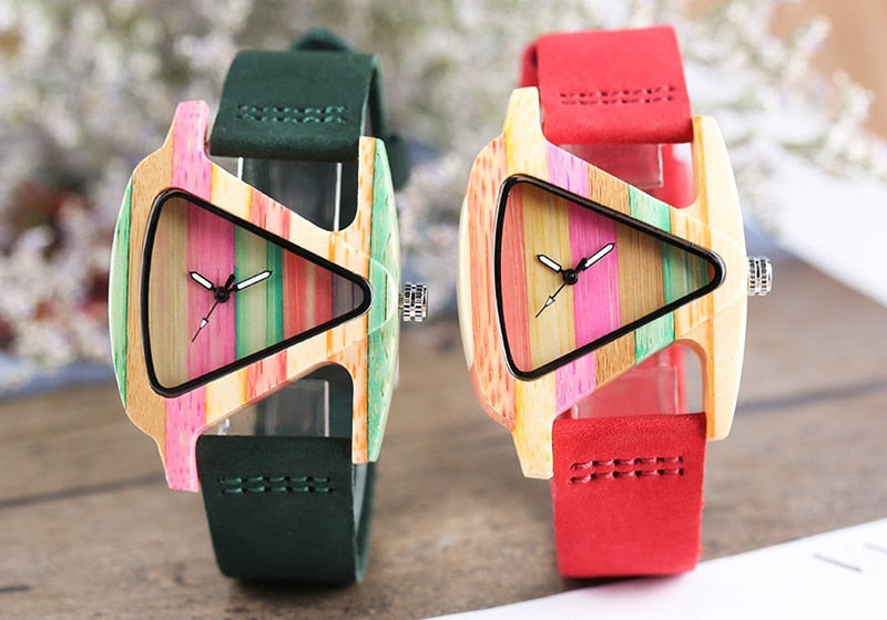 Lune London | Colored Triangle Bamboo Wood Watch