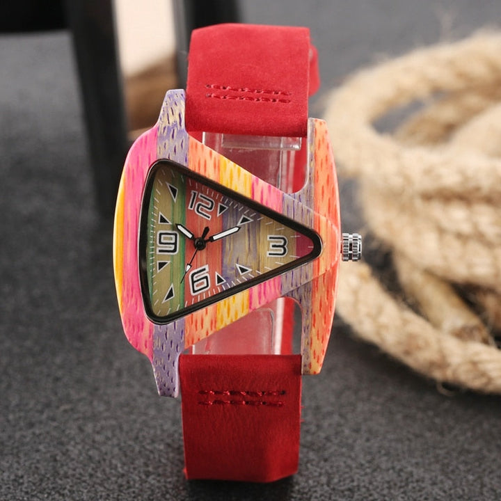 Lune London | Colored Triangle Bamboo Wood Watch