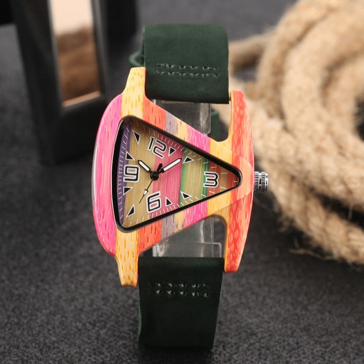 Lune London | Colored Triangle Bamboo Wood Watch