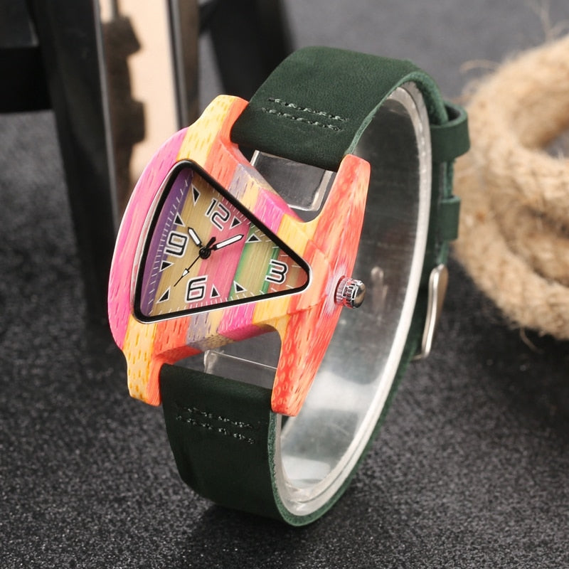 Lune London | Colored Triangle Bamboo Wood Watch
