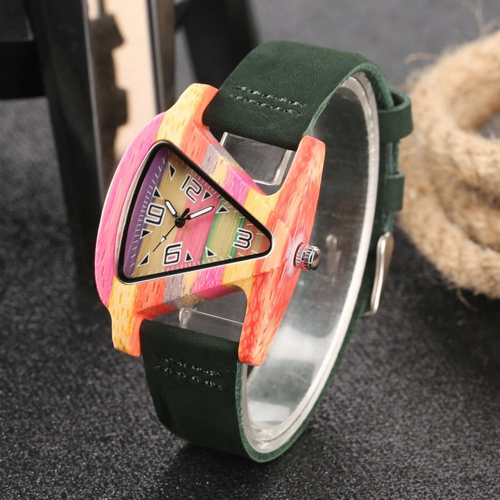 Lune London | Colored Triangle Bamboo Wood Watch