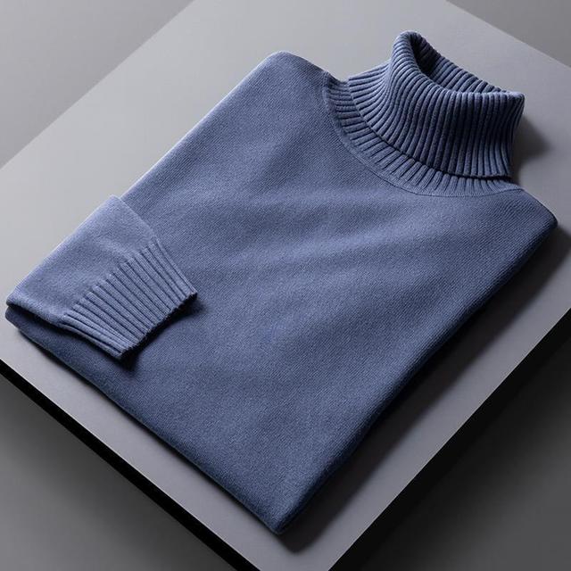 Lune London - Stylish Turtleneck Solid Color Autumn Sweater for Men