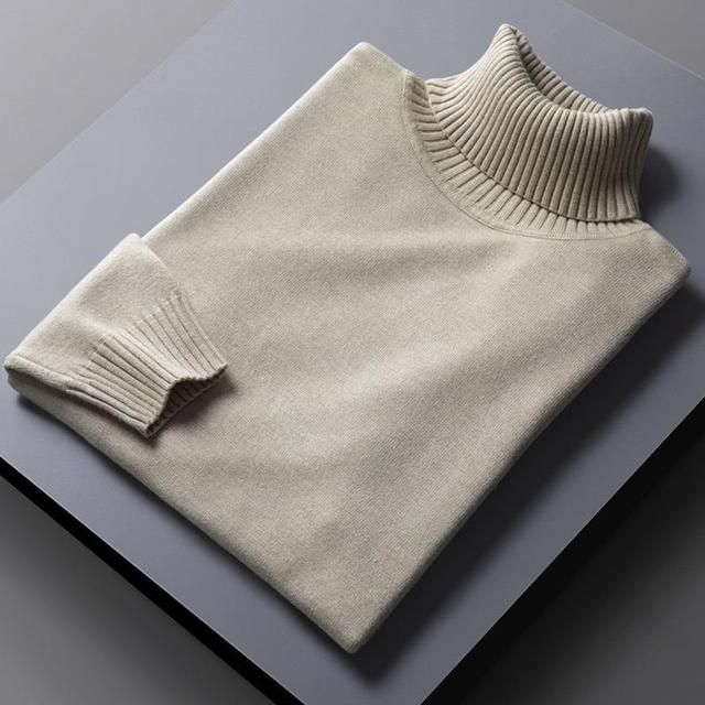 Lune London - Stylish Turtleneck Solid Color Autumn Sweater for Men