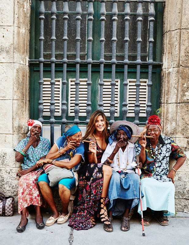 Lune London | Short Sleeve Plunging Ethnic Print Gypsy Dress