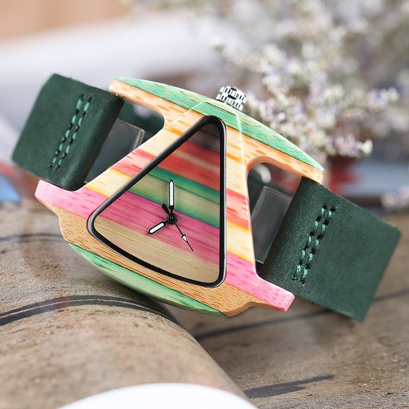 Lune London | Colored Triangle Bamboo Wood Watch