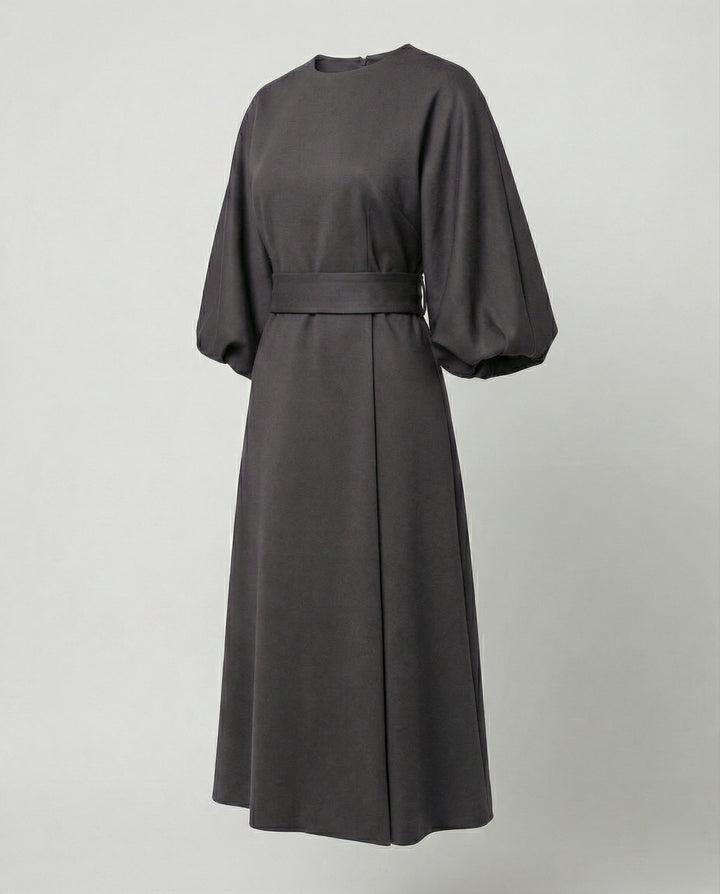 Lune London | Elegant Dress with Lantern Sleeves and Belt
