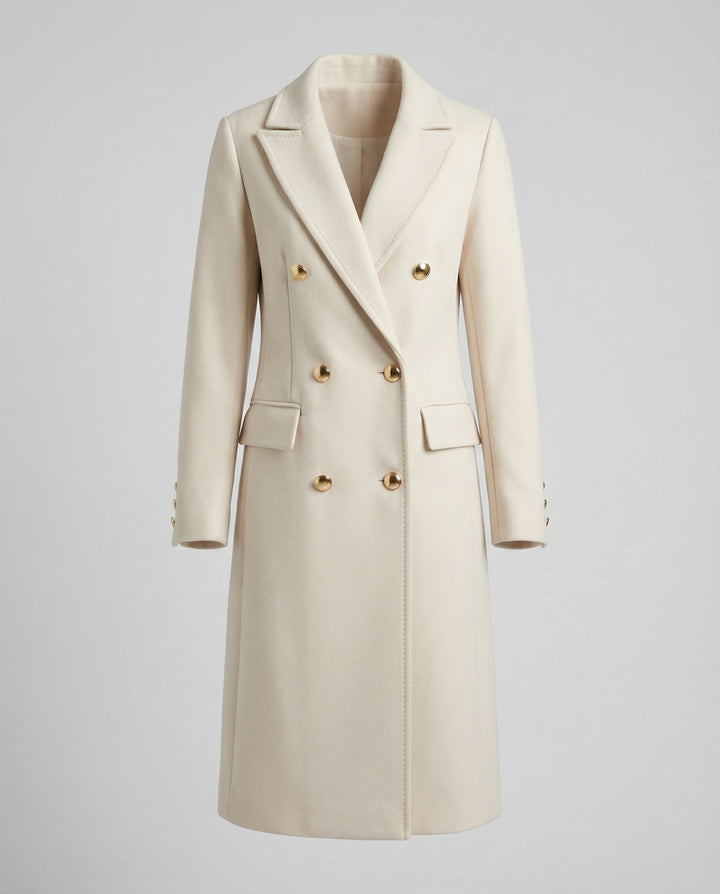 Women’s Double-Breasted Wool Coat mit Winter Sleeves & Cashmere Blend | Chic und Stil