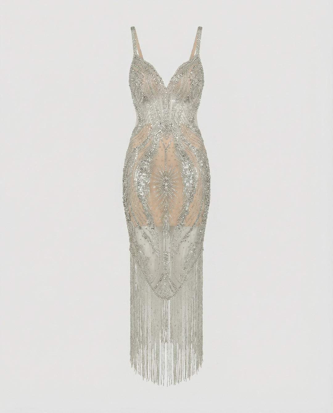 Women’s Elegant Midi Dress with V-Neck & Sequin Detail | Lune London