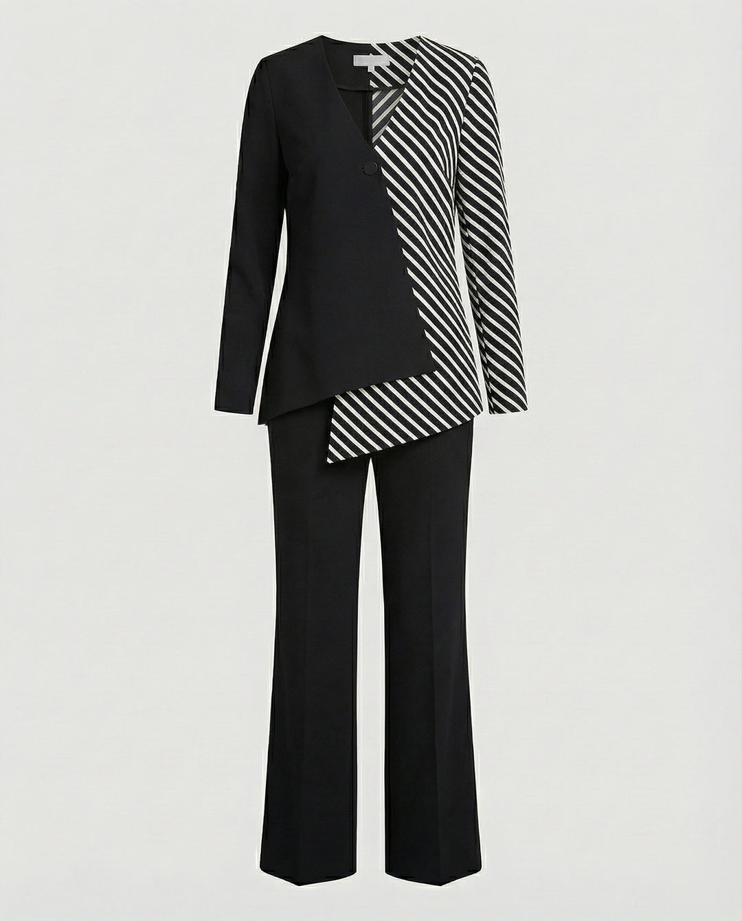 Women’s Elegant Two-Piece Set with Asymmetrical Top & Wide-Leg Pants | Lune London