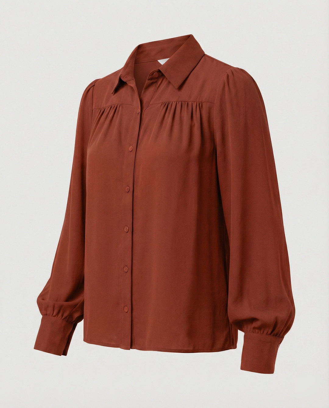 Ladies blouse with voluminous sleeves and elegant ruffle details
