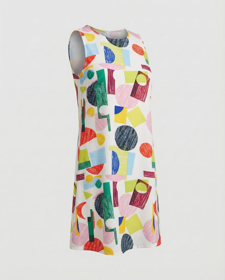 Women’s Sleeveless Casual Dress with Artistic Print & Lightweight Fabric | Lune London