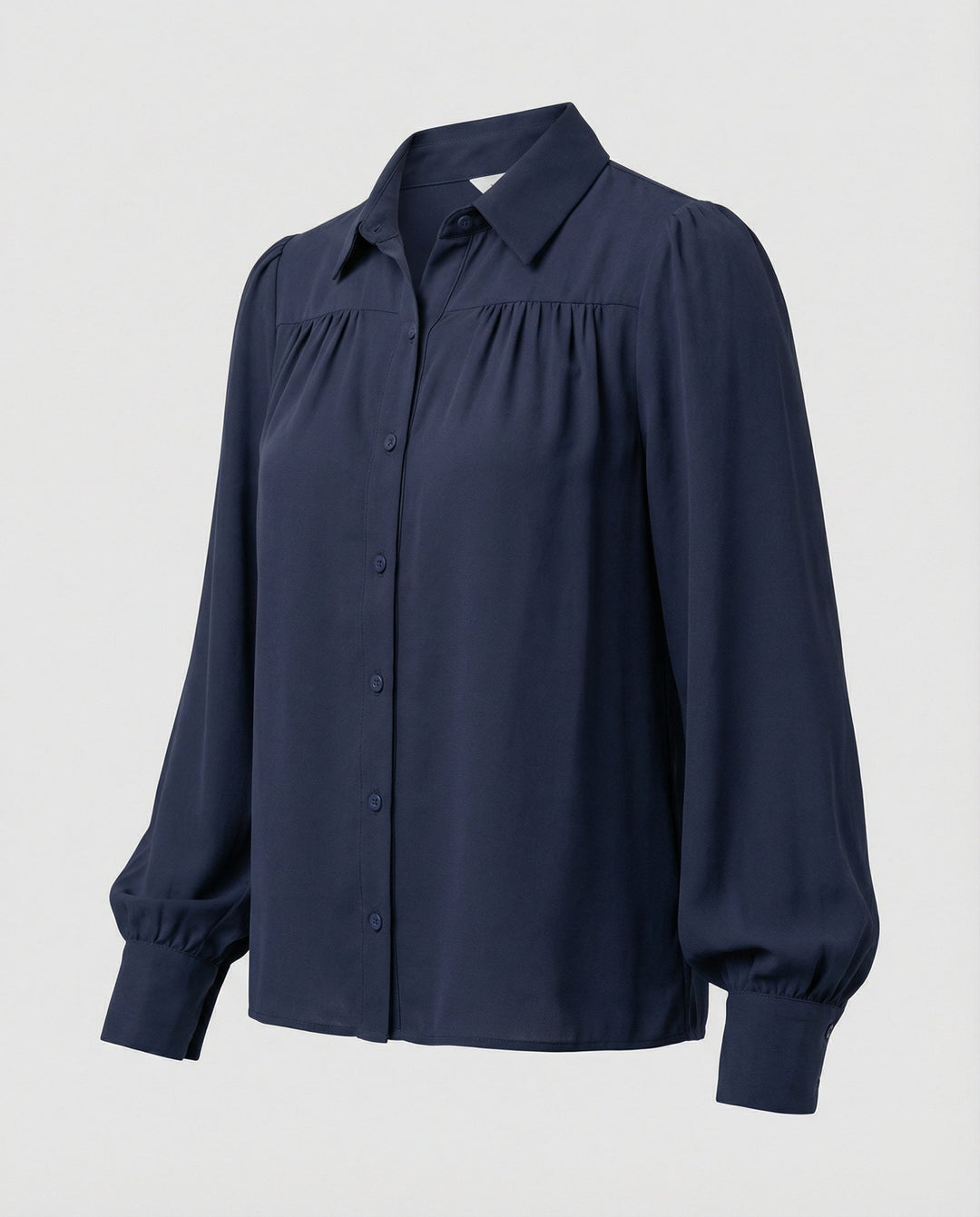 Ladies blouse with voluminous sleeves and elegant ruffle details