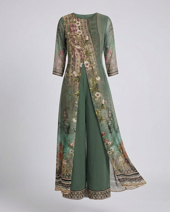 Women’s Floral Jumpsuit mit Wide Leg & Elegant Shawl | Lune London