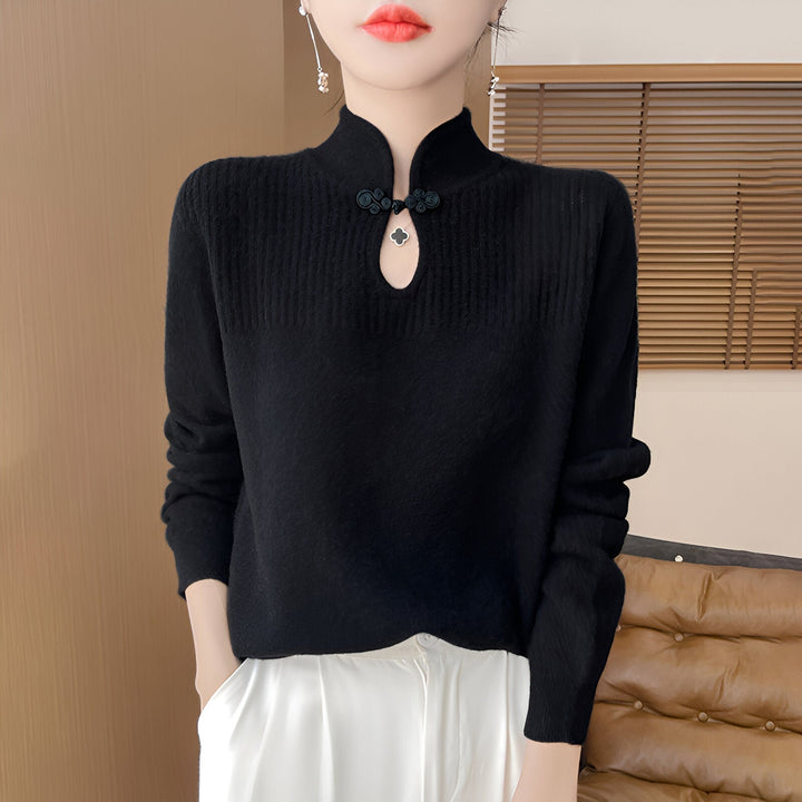 Lune London | Elegant Merino Wool Sweater In Chinese Style