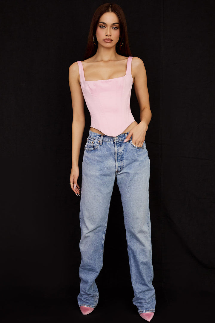 Lune London | Fairy Pink Satin Longline Corset
