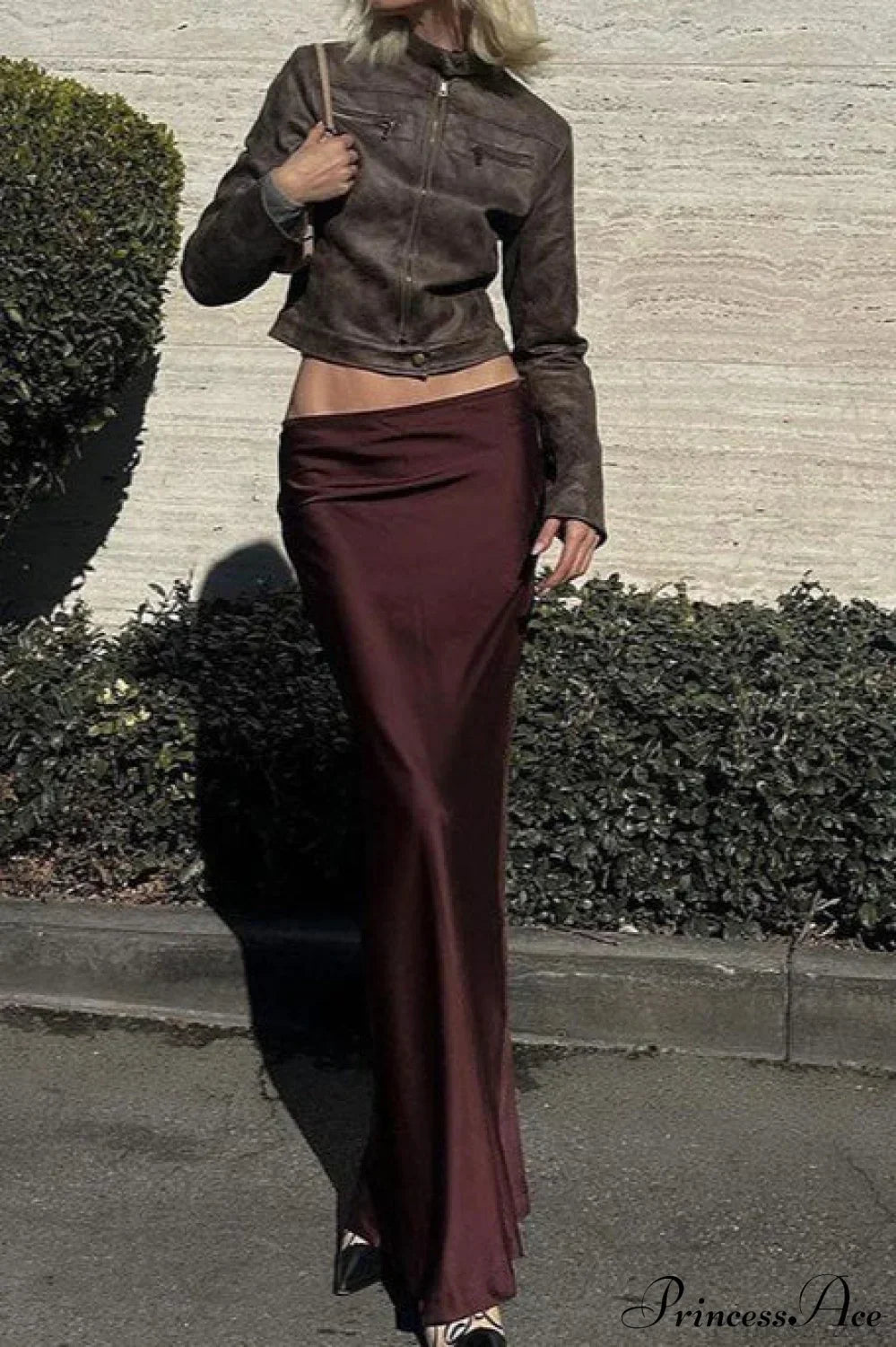 Lune London | Worn Coffee Cropped Stand Collar PU Jacket