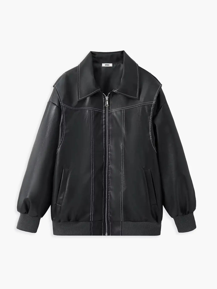 Lune London | Plus Size Faux Leather Bomber