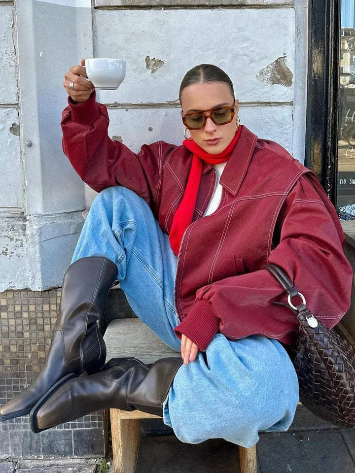 Lune London | Plus Size Faux Leather Bomber