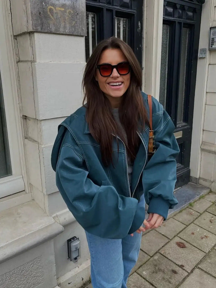 Lune London | Plus Size Faux Leather Bomber