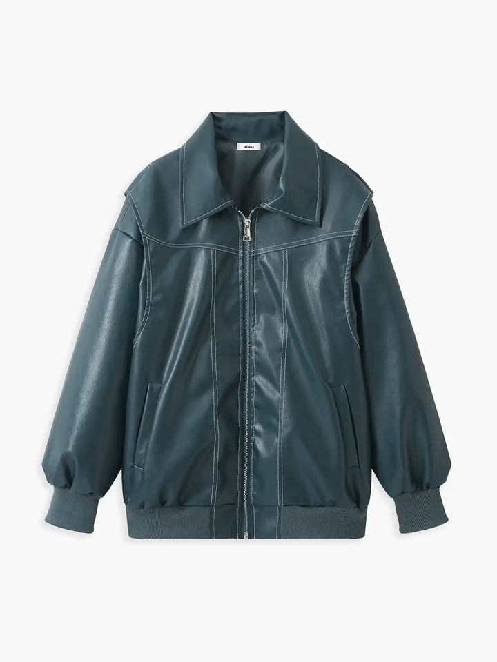 Lune London | Plus Size Faux Leather Bomber