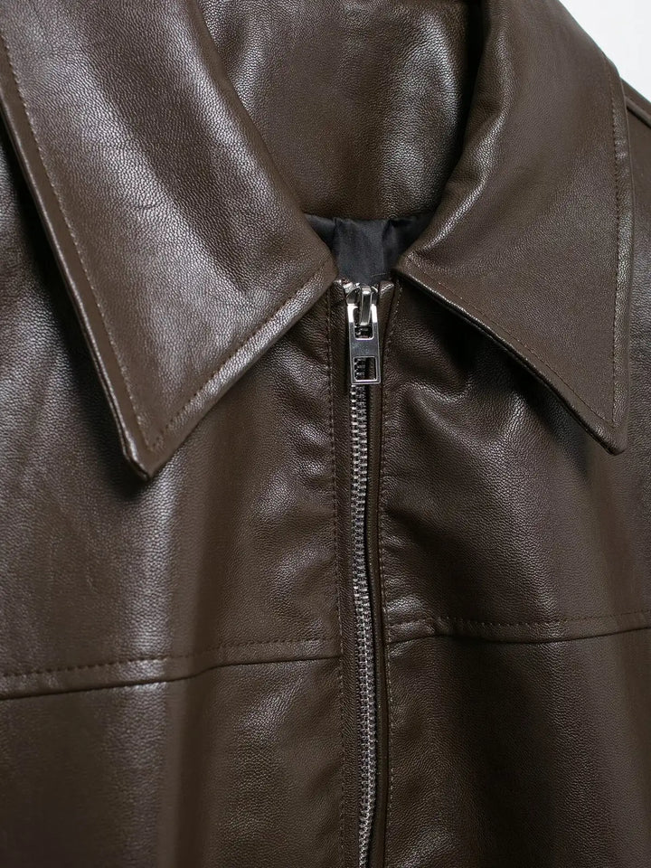 Lune London | Zipper Faux Leather Coat