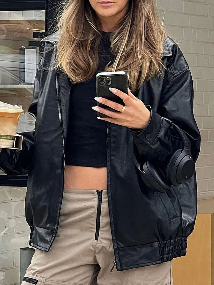 Lune London | Zipper Faux Leather Coat