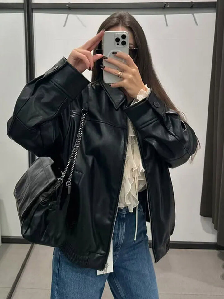 Lune London | Zipper Faux Leather Coat