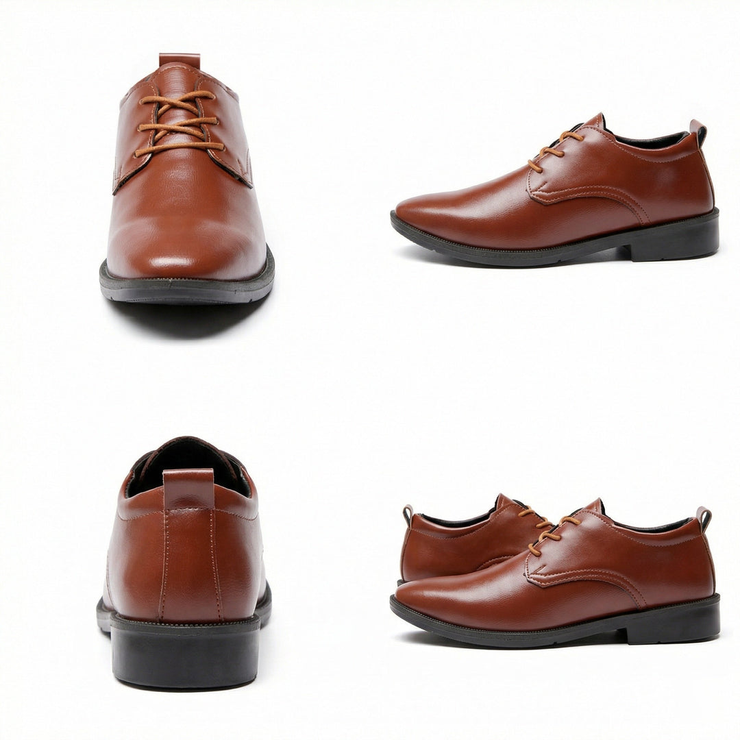 Men's Elegant Leather Lace-Up Shoes with Non-Slip Sole