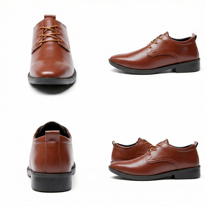Men's Elegant Leather Lace-Up Shoes with Non-Slip Sole