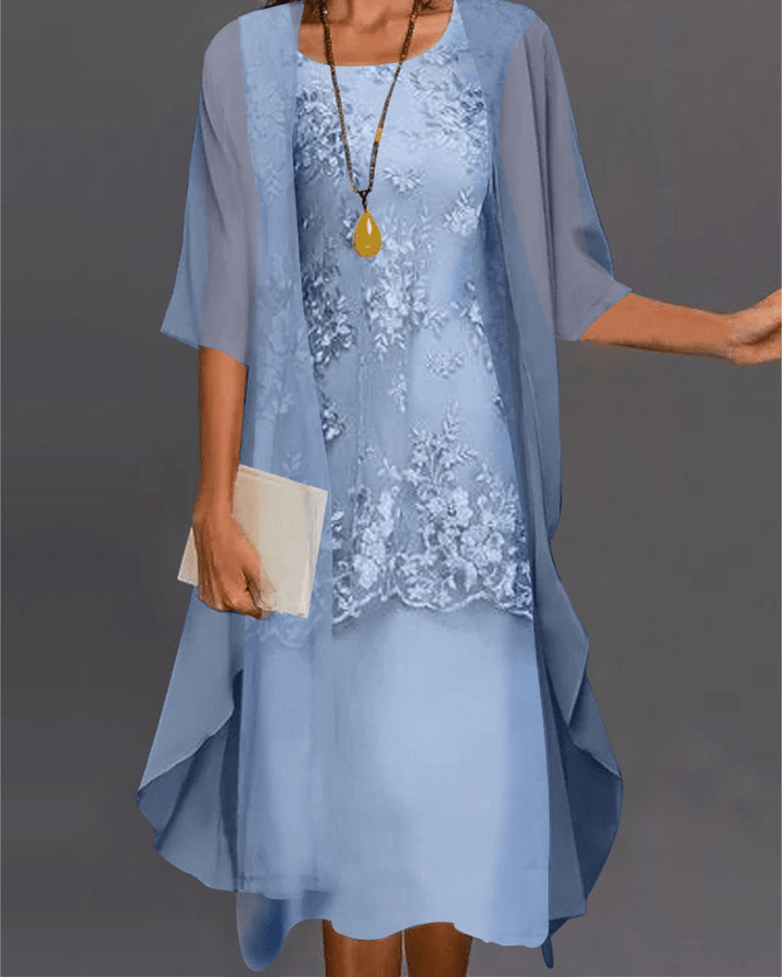 Lune London | Women's Dress Elegant Chiffon Midi Dress in Two Parts