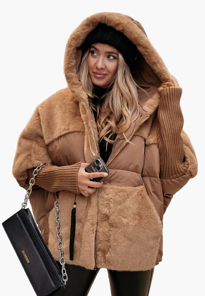 Lune London | Winter Jacket with Hood - Trendy Quilted Teddy Jacket for Outdoor and Everyday
