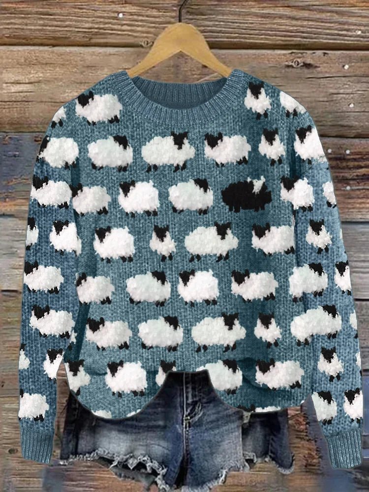 Lune London | Knitted Sweater with Sheep Pattern Soft and Warm Fun Design